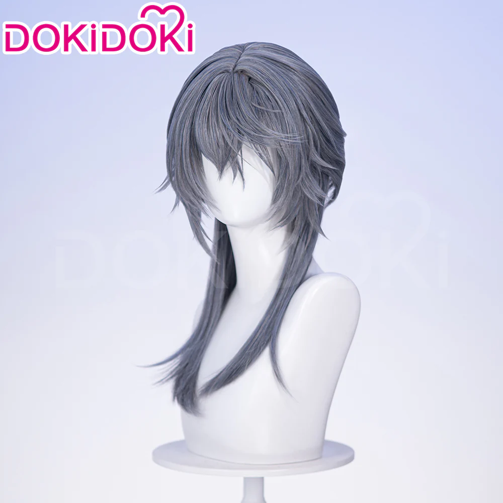 【Ready For Ship】DokiDoki Game Arknights Cosplay Logos Wig Long Straight Blue Grey Hair - Image 2