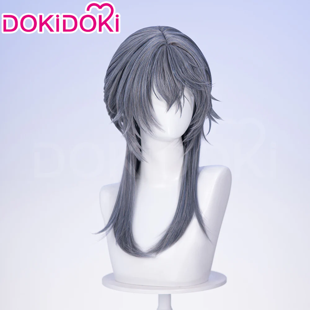 【Ready For Ship】DokiDoki Game Arknights Cosplay Logos Wig Long Straight Blue Grey Hair - Image 3