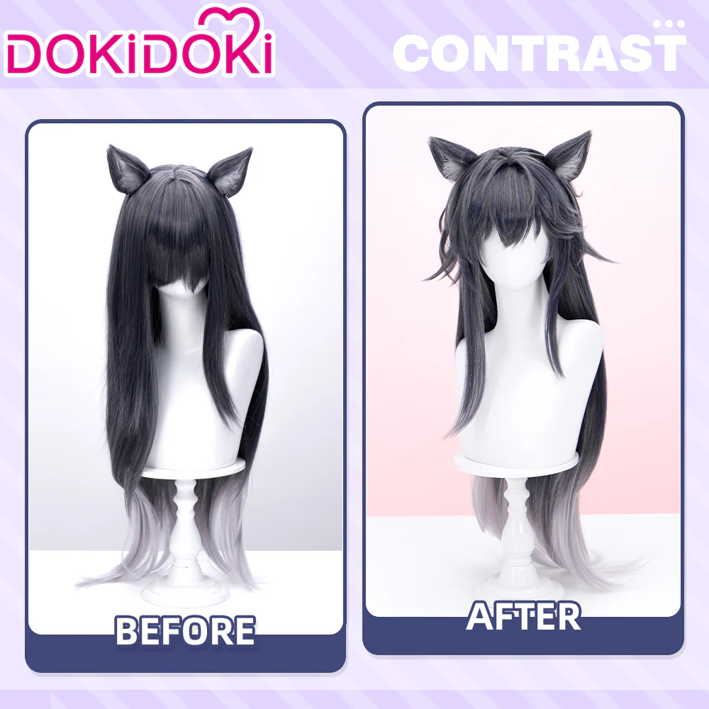 【Ready For Ship】DokiDoki Game Arknights Cosplay Texas the Omertosa Wig Long Straight Black Hair Cellinia Texas - Image 2