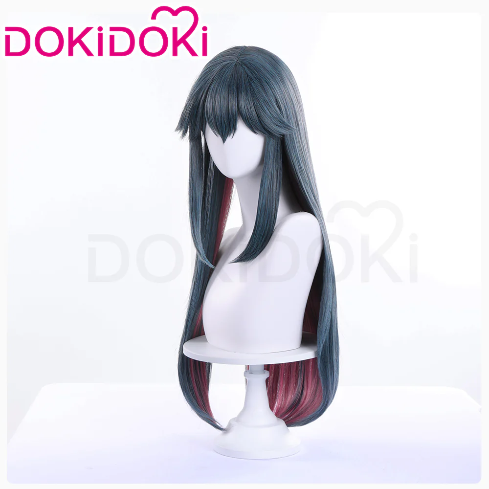 DokiDoki Game Arknights Cosplay Texas Wig Winter Messenger Skin Long Green Red Straight - Image 3