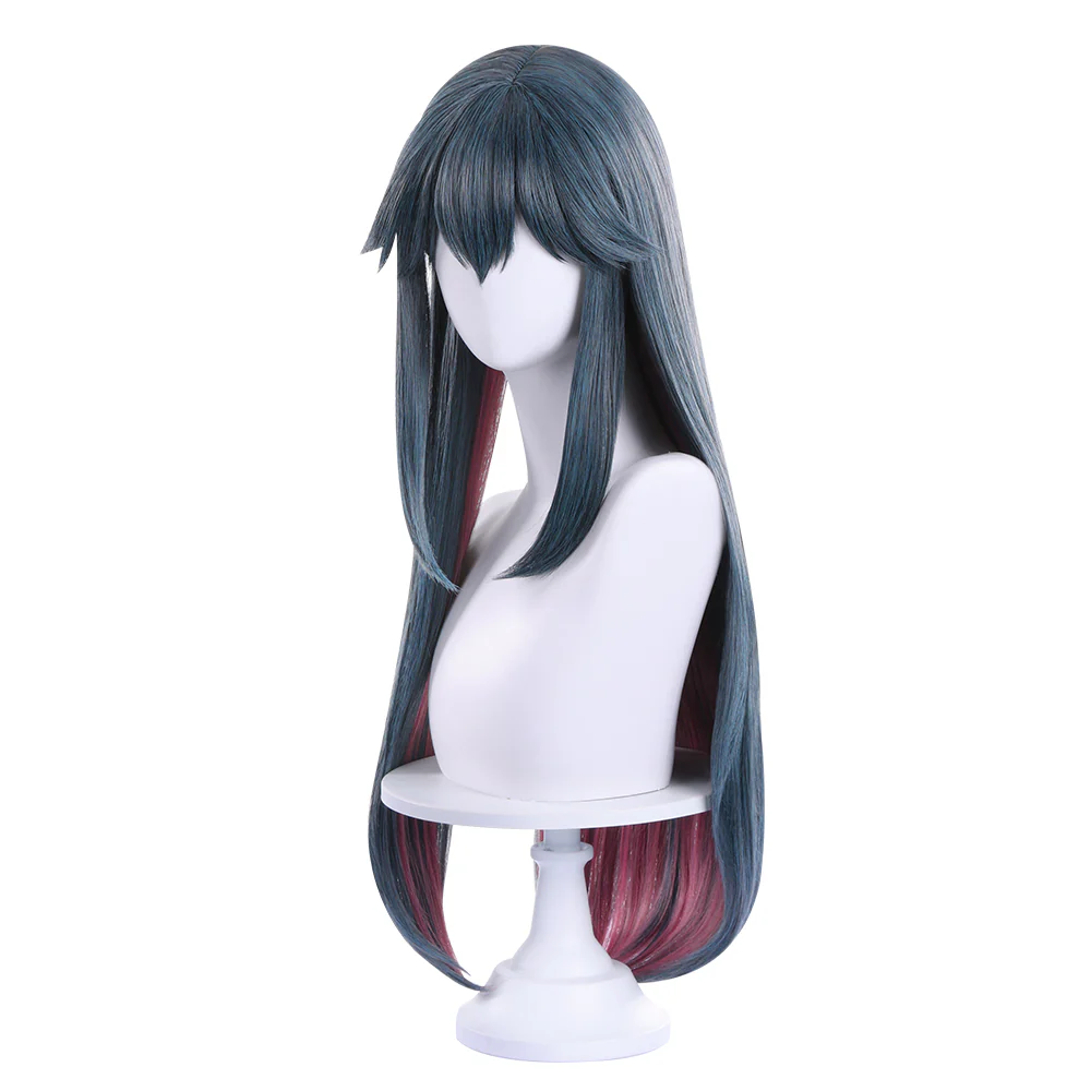DokiDoki Game Arknights Cosplay Texas Wig Winter Messenger Skin Long Green Red Straight - Image 6