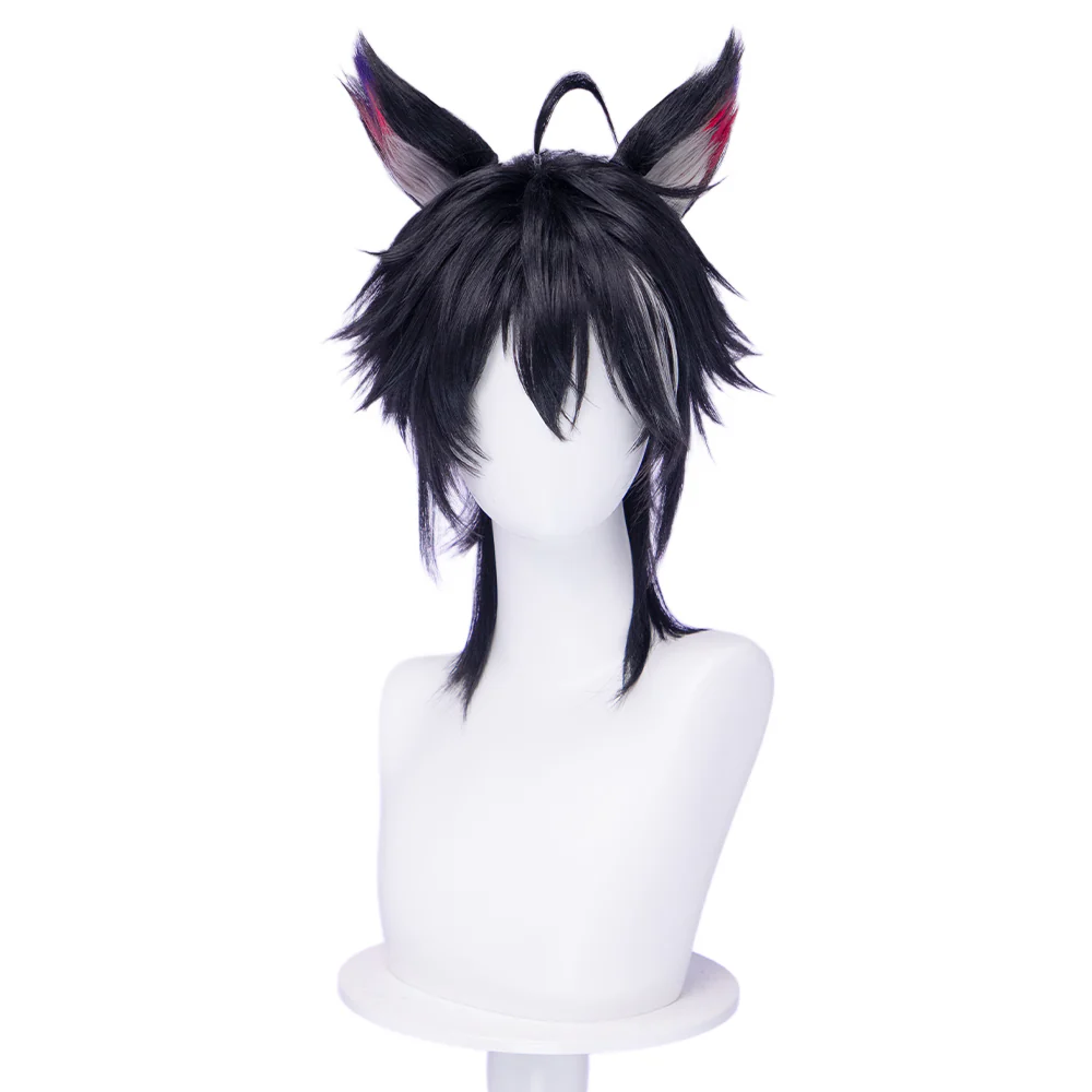 【Ready For Ship】DokiDoki Game Arknights: Endfield Cosplay Wulfgard Wig Short Black Silver Highlight Hair - Image 2