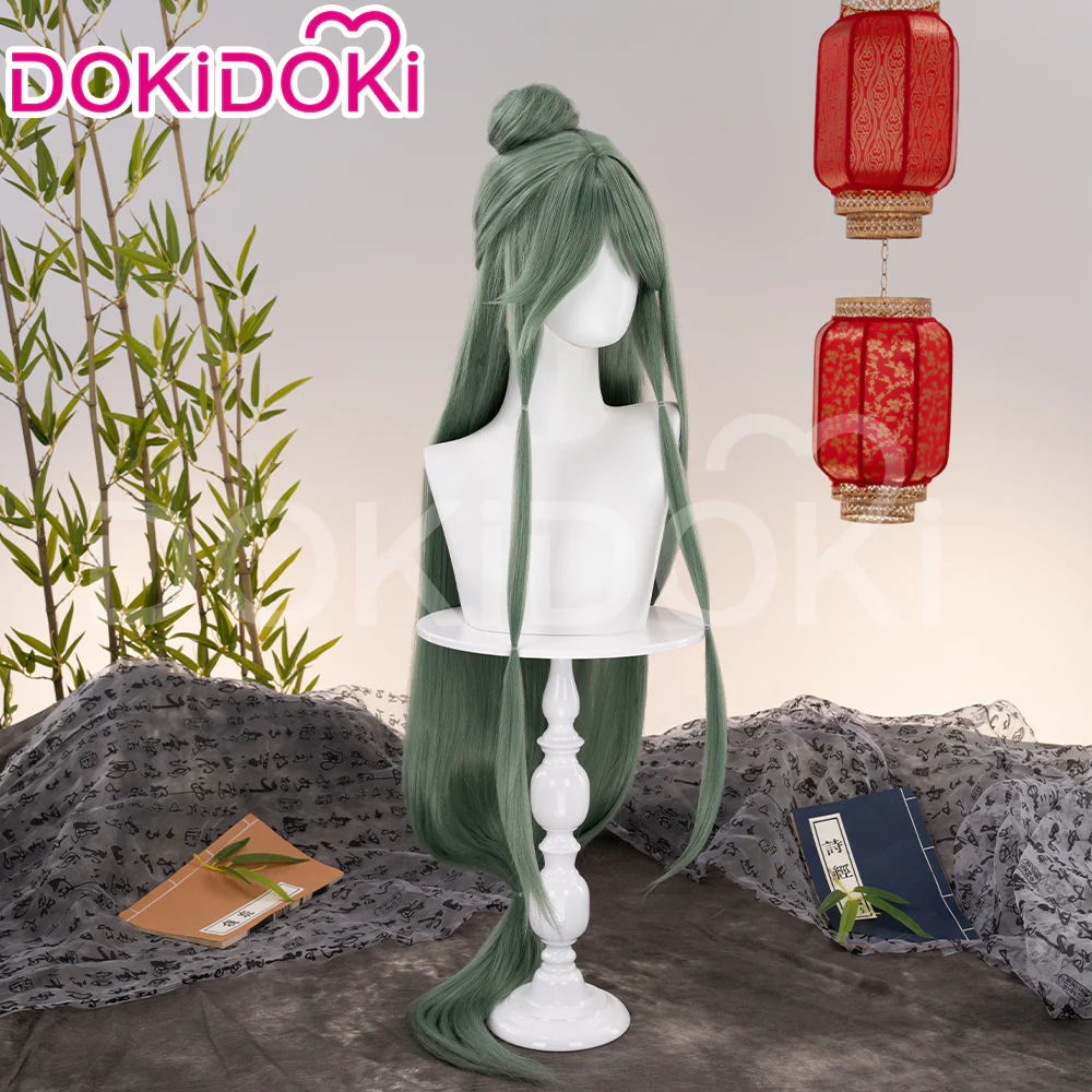 DokiDoki Game Ashes of the Kingdom Cosplay Caozhi Cosplay Wig Long Straight Green Hair Cao Zhi - Image 2