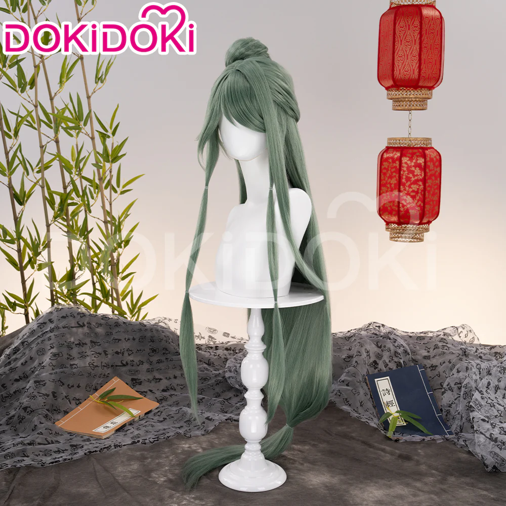DokiDoki Game Ashes of the Kingdom Cosplay Caozhi Cosplay Wig Long Straight Green Hair Cao Zhi - Image 3