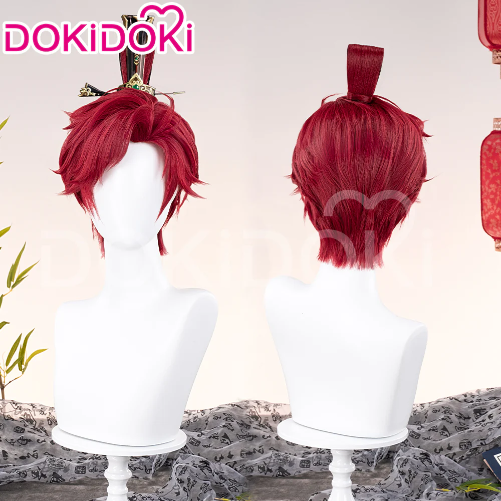【Ready For Ship】DokiDoki Game Ashes of the Kingdom Cosplay Sun Quan Wig Short Straight Red Hair Sunquan