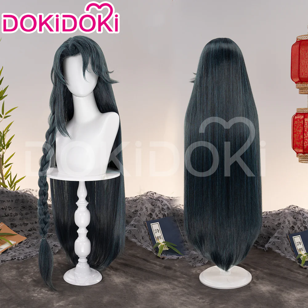 DokiDoki Game Ashes of the Kingdom  Cosplay Wig Wenchou Long Straight Green Hair Wen Chou