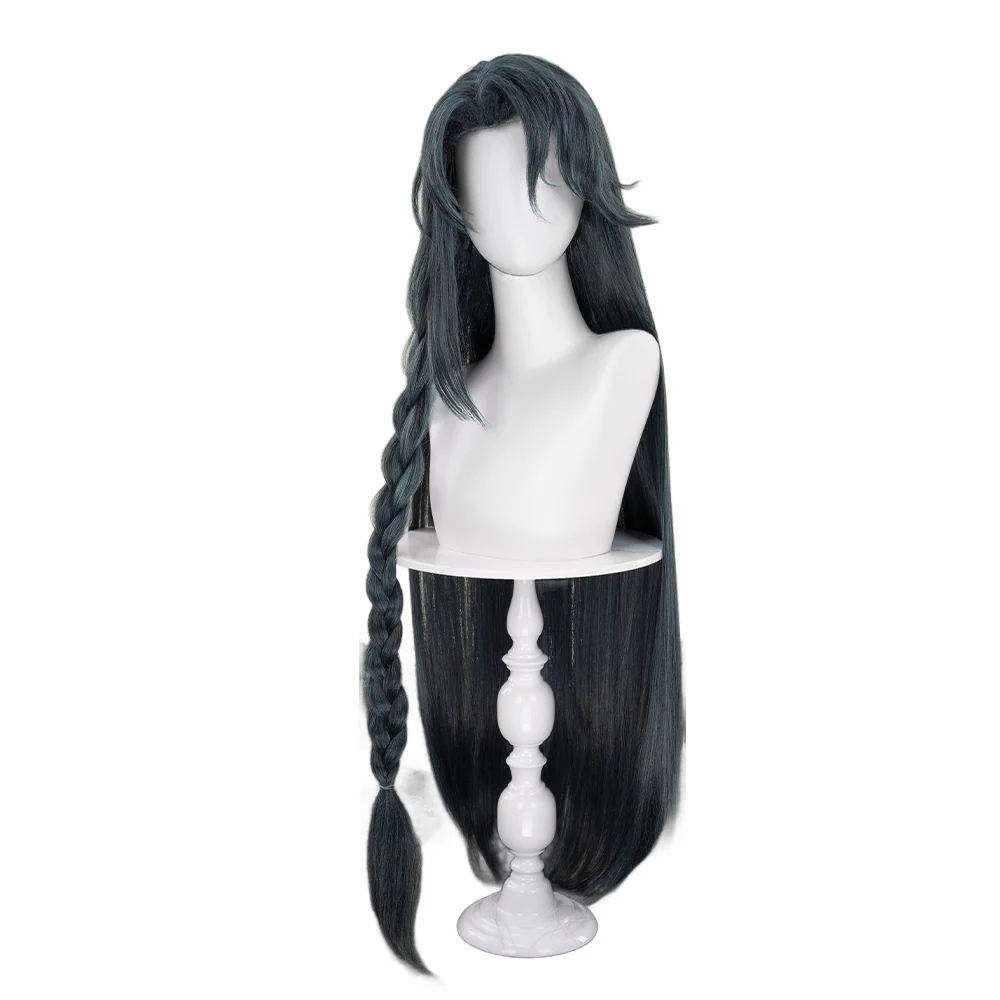 DokiDoki Game Ashes of the Kingdom  Cosplay Wig Wenchou Long Straight Green Hair Wen Chou - Image 5