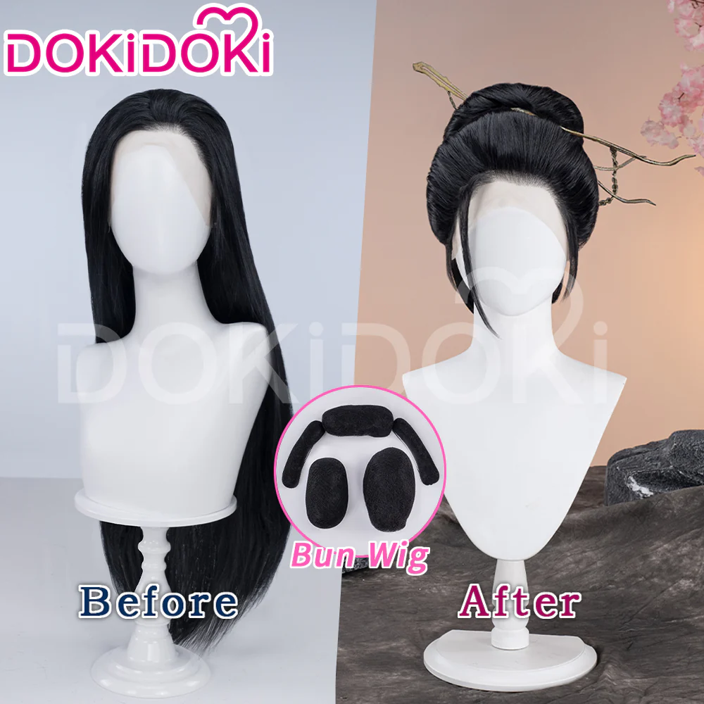 【Ready For Ship】【Front Lace】DokiDoki Game Black Myth Wukong Cosplay 4th Spider Sister Wig Long Straight Black Wig / Tattoo - Image 2