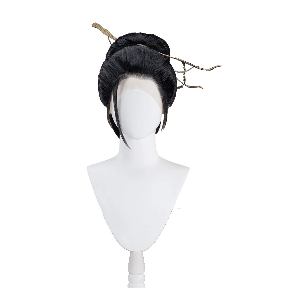 【Ready For Ship】【Front Lace】DokiDoki Game Black Myth Wukong Cosplay 4th Spider Sister Wig Long Straight Black Wig / Tattoo - Image 7
