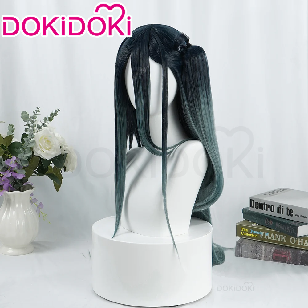 【Ready For Ship】DokiDoki Game Blue Archive Cosplay Tendou Alice Wig Long Straight Black Green Hair - Image 2