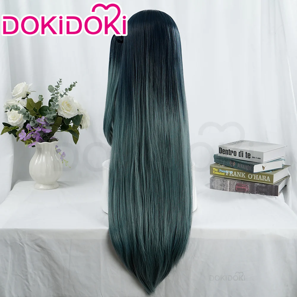 【Ready For Ship】DokiDoki Game Blue Archive Cosplay Tendou Alice Wig Long Straight Black Green Hair - Image 3