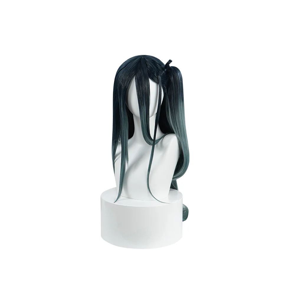【Ready For Ship】DokiDoki Game Blue Archive Cosplay Tendou Alice Wig Long Straight Black Green Hair - Image 5