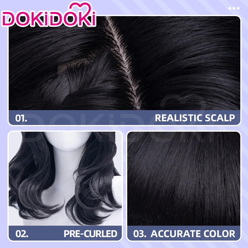 【Ready For Ship】DokiDoki Game Clair Obscur: Expedition 33 Copslay Lune Wig Long Curly Black Hair - Image 4