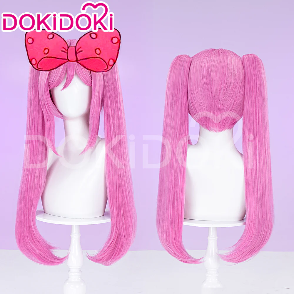 DokiDoki Game Cosaply Wig Women Long Pink Cute Hair