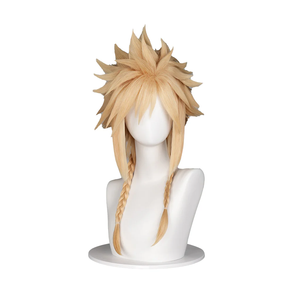 【Ready For Ship】DokiDoki Game Cosplay Clloud Wig Short Straight Blonde Hair Double Ponytail Braid Dress - Image 5