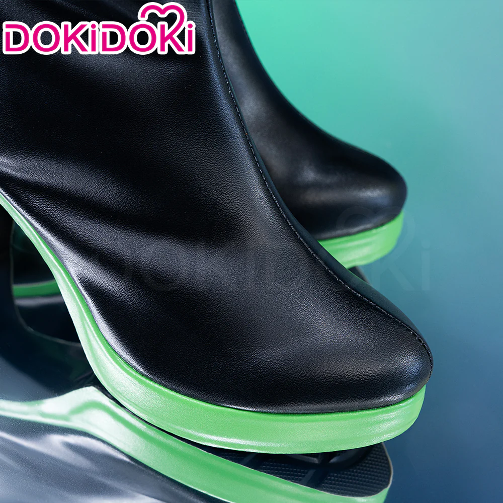 DokiDoki Game Cosplay Costume Black Green Shoes Boots - Image 3