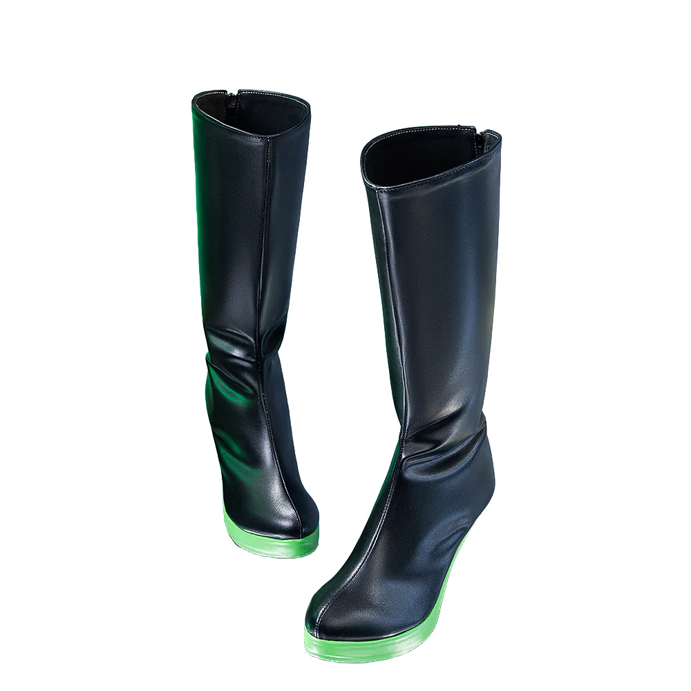 DokiDoki Game Cosplay Costume Black Green Shoes Boots - Image 4