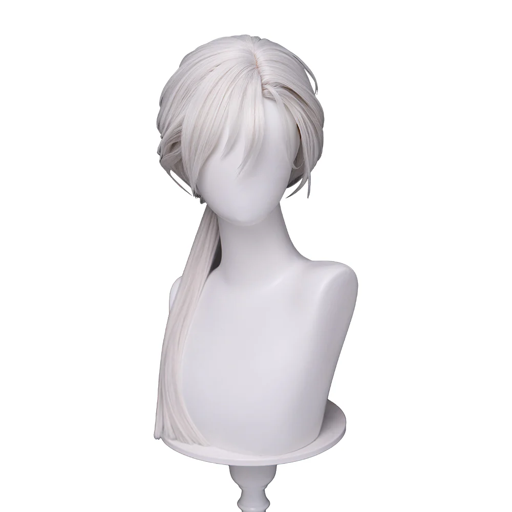 【Ready For Ship】DokiDoki Game Cosplay Fox Guy Wig / Mask / Earring Long Straight Ponytail White Hair - Image 6