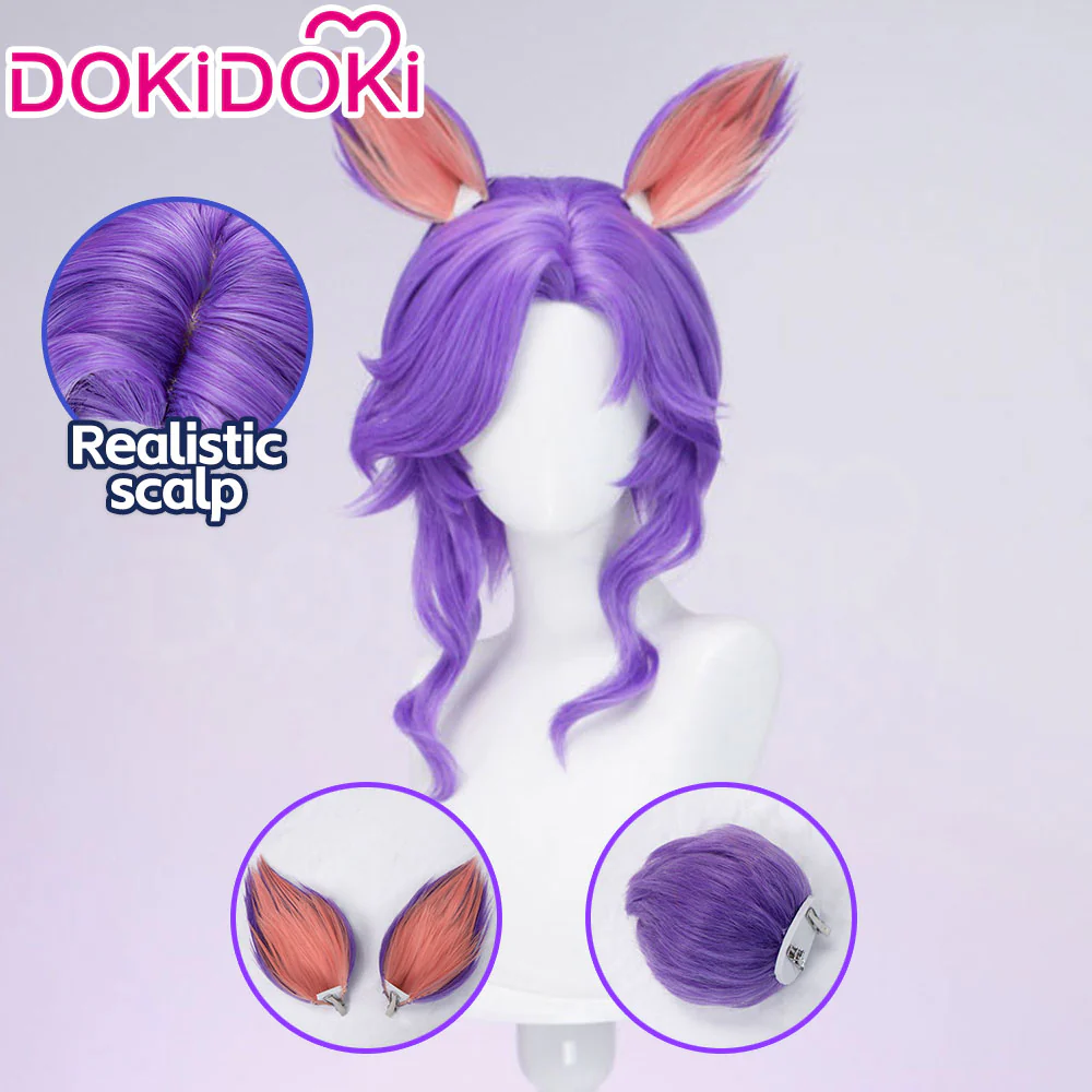 【Black Ver Ready For Ship】DokiDoki Game Cosplay Fox Wig Long Black Red Hair After Hours Spirit Blossom Springs - Image 7