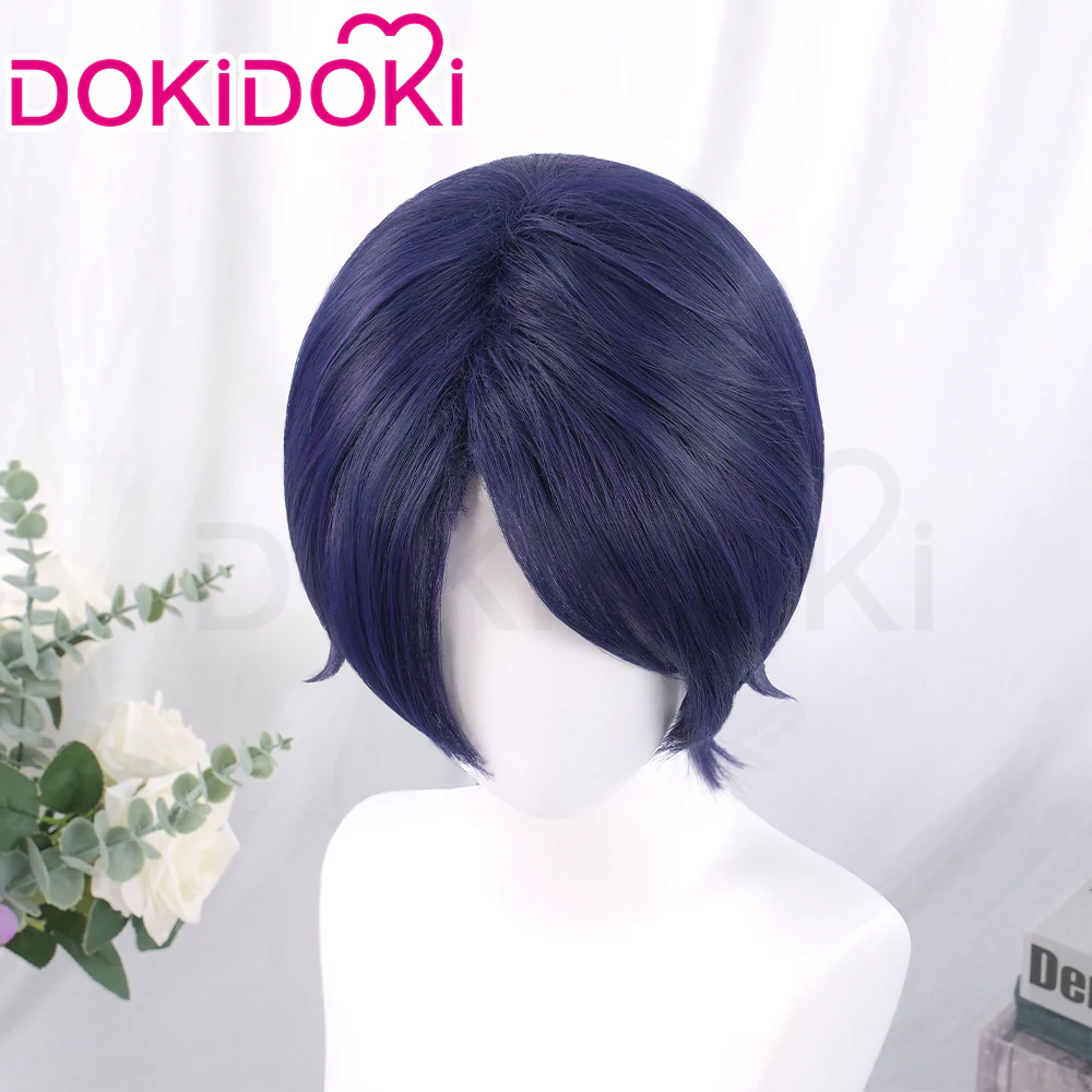 【Ready For Ship】DokiDoki Game Cosplay Fox Wig Short Straight Blue Hair - Image 4