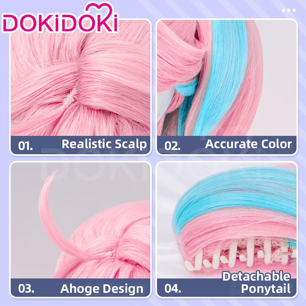【Pink Ver Ready For Ship】DokiDoki Game Cosplay Girl Group ANTIFRAGILE Wig Short Blue Pink Yellow Hair Rainy Day - Image 9