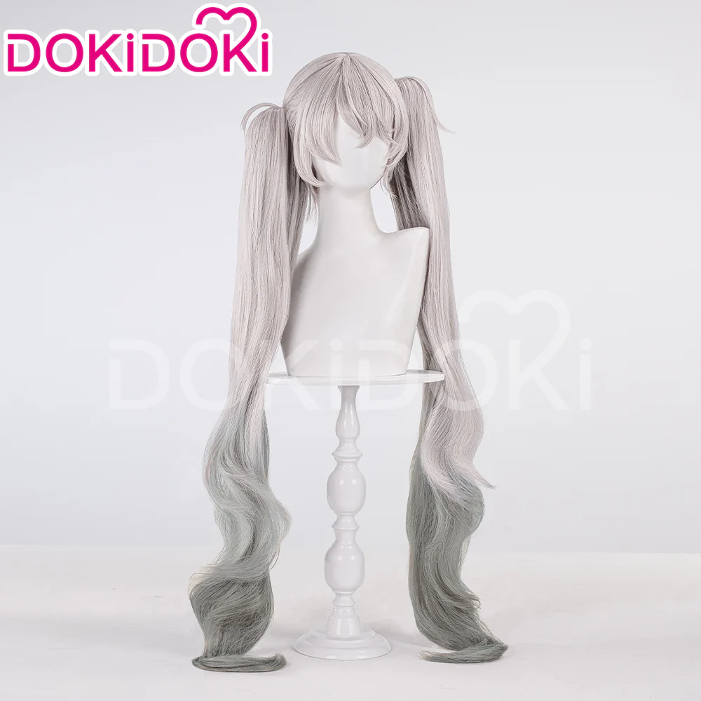 【Ready For Ship】DokiDoki Game Cosplay Wig Long Curly Silver Grey Gradient Hair Nightchord at 25:00 - Image 2