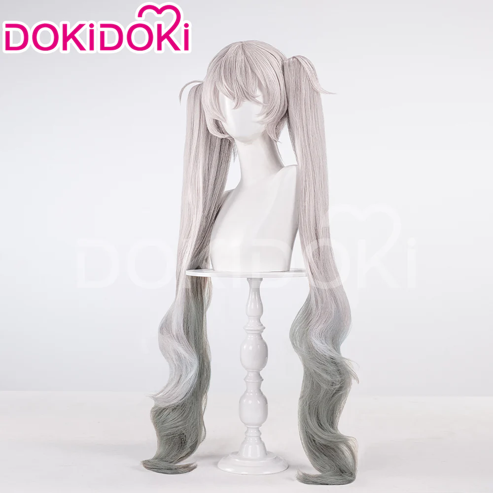 【Ready For Ship】DokiDoki Game Cosplay Wig Long Curly Silver Grey Gradient Hair Nightchord at 25:00 - Image 3