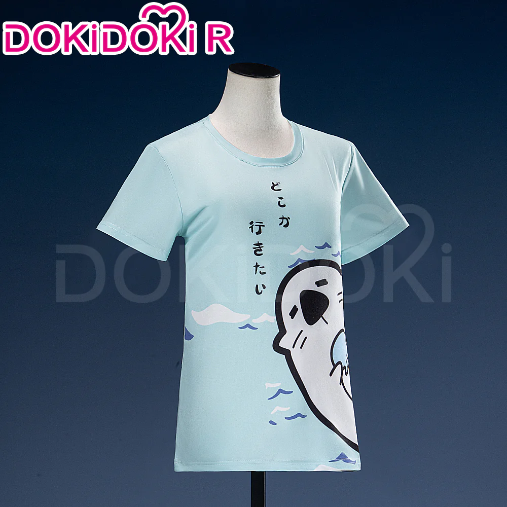 【Size S-5XL】DokiDoki Game Cosplay Hanaasato Minoori Costume Blue Seal T-Shirt My First Vocal Range Check! - Image 4