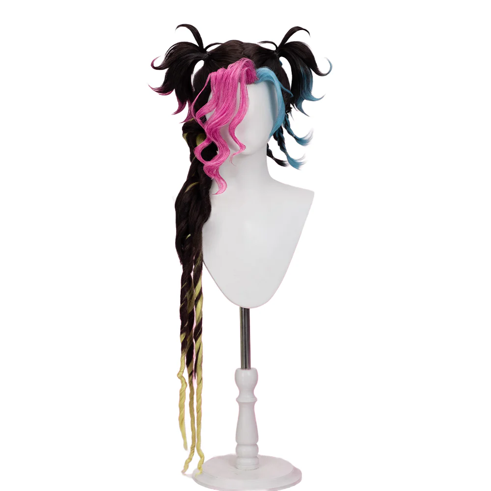 DokiDoki Game Cosplay Lovestruck Wig Long Black Blue Pink Hair Valentine's Day 2025 - Image 5