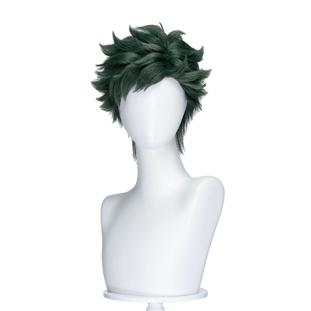 【Ready For Ship】DokiDoki Game Cosplay Men Wig Short Curly Green Hair Multi-layered Flipped - Image 2