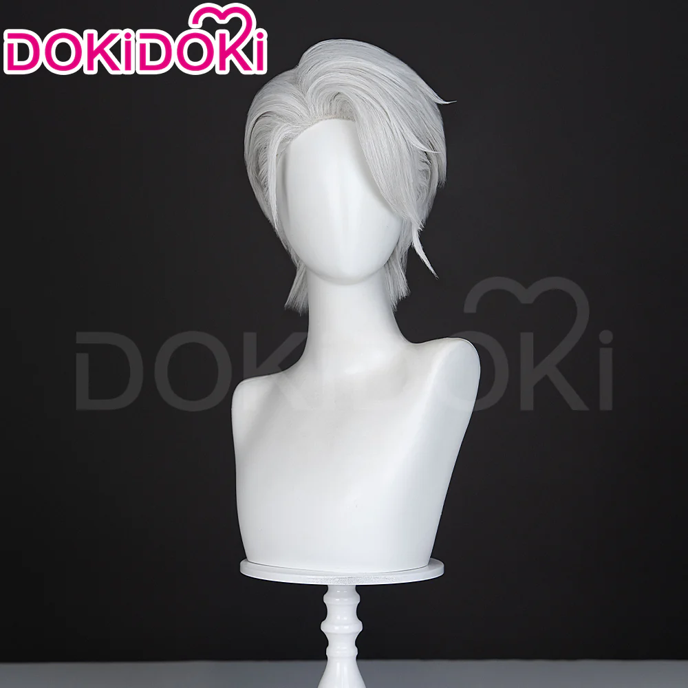 【Ready For Ship】DokiDoki Game Cosplay Men Wig Short Straight Silver Hair - Image 4
