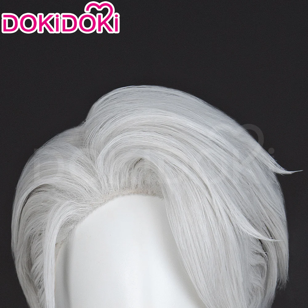 【Ready For Ship】DokiDoki Game Cosplay Men Wig Short Straight Silver Hair - Image 5