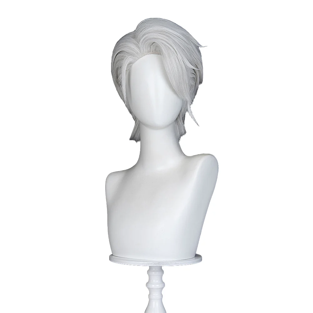【Ready For Ship】DokiDoki Game Cosplay Men Wig Short Straight Silver Hair - Image 6