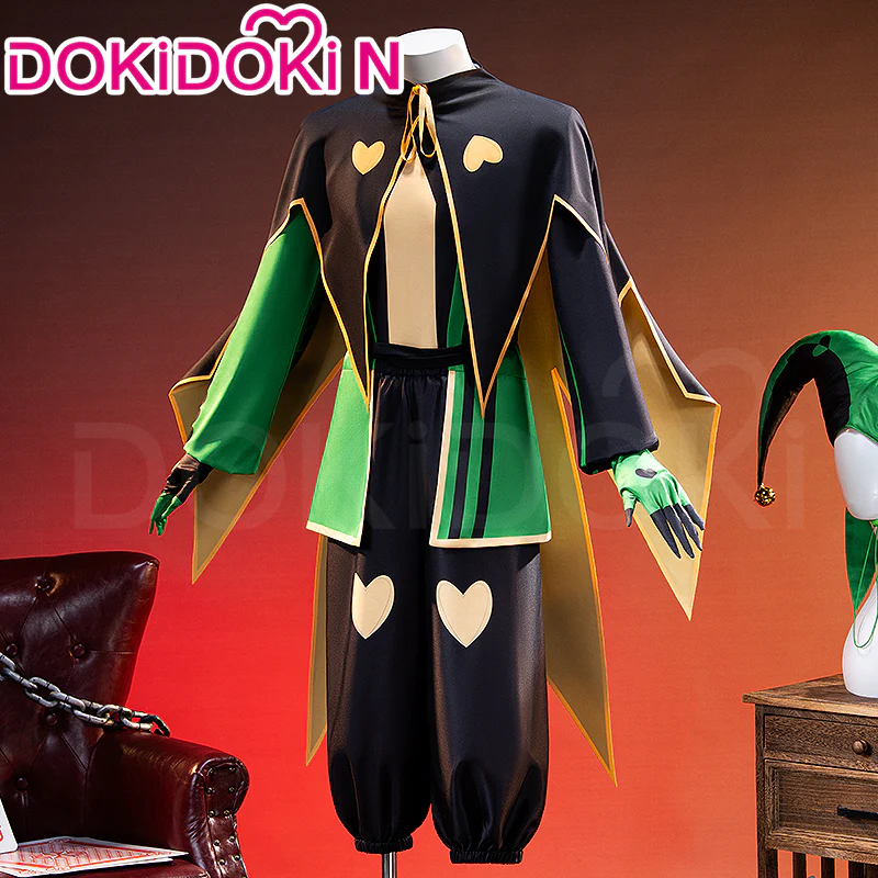 【Size XS-3XL】DokiDoki-N Game Cosplay Clown Costume Green Black Suit - Image 2