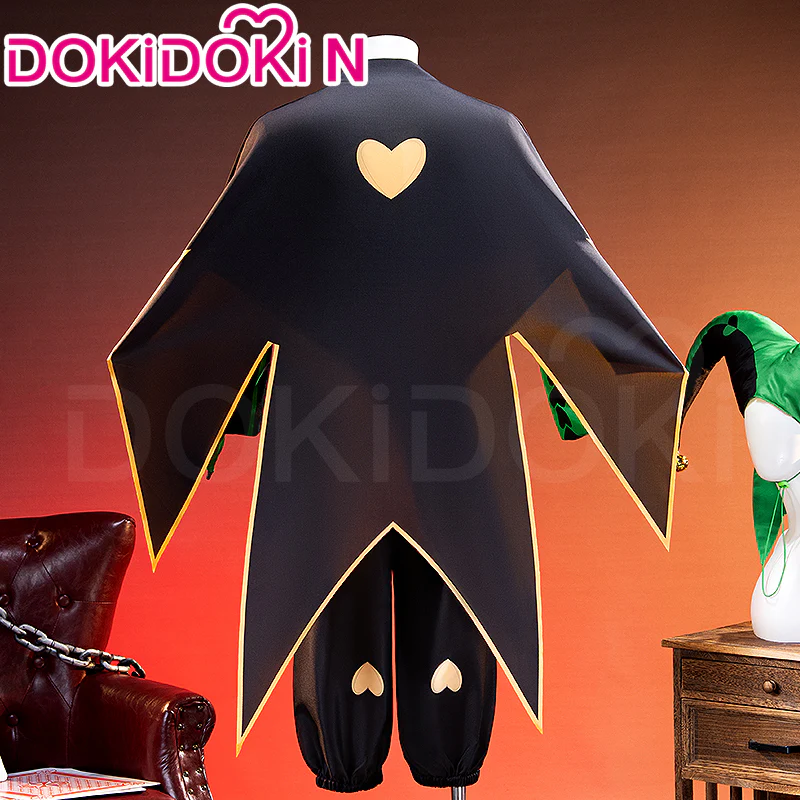【Size XS-3XL】DokiDoki-N Game Cosplay Clown Costume Green Black Suit - Image 3