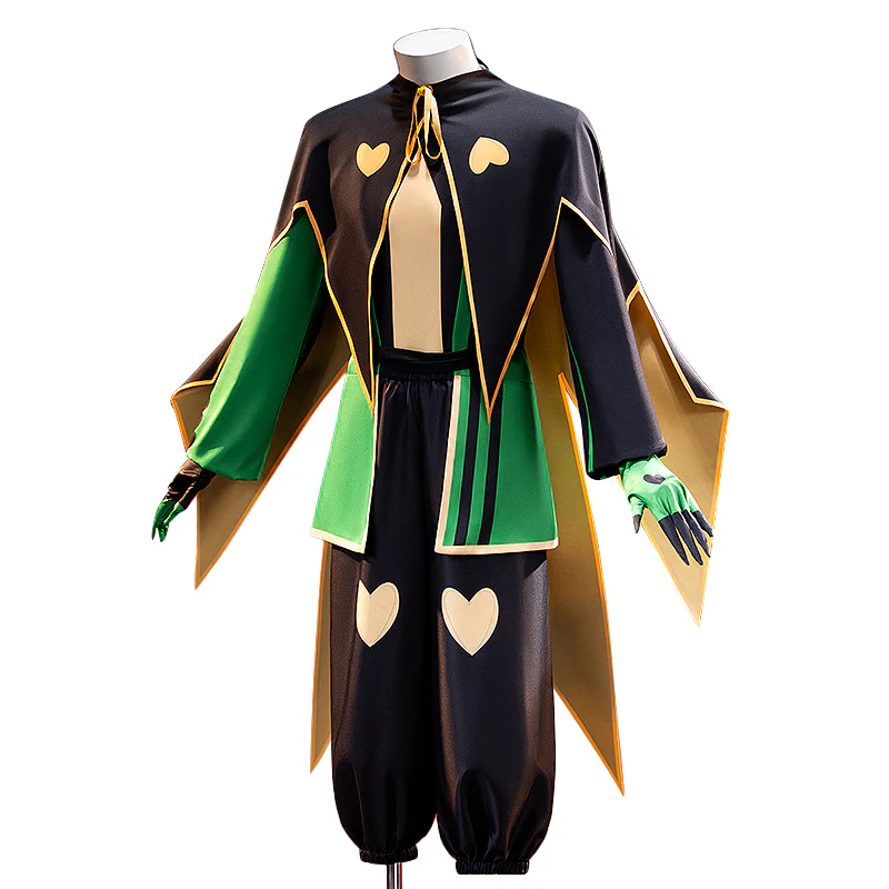 【Size XS-3XL】DokiDoki-N Game Cosplay Clown Costume Green Black Suit - Image 6