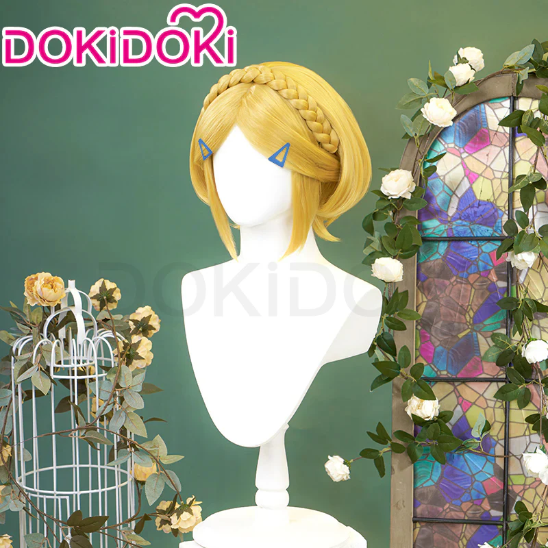 【Ready For Ship】DokiDoki Game Cosplay Princess Wig Women Long / Short Yellow Elegant Hair/ Hair Clip - Image 5