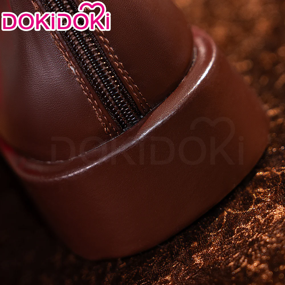 DokiDoki Game Cosplay Shoes Long Brown Lace-up Boots - Image 4