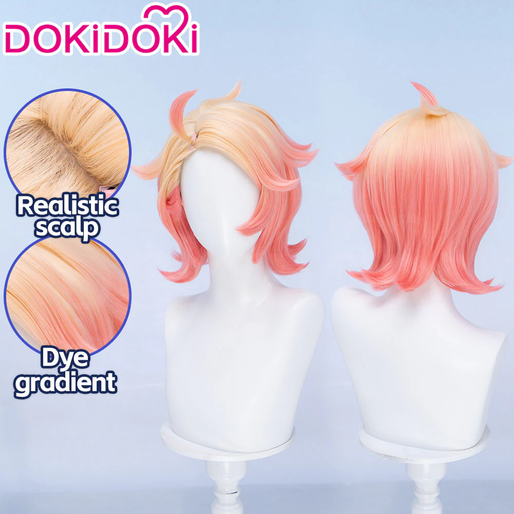 DokiDoki Game Cosplay Trainer Wig Short Blonde Orange Gradient Hair