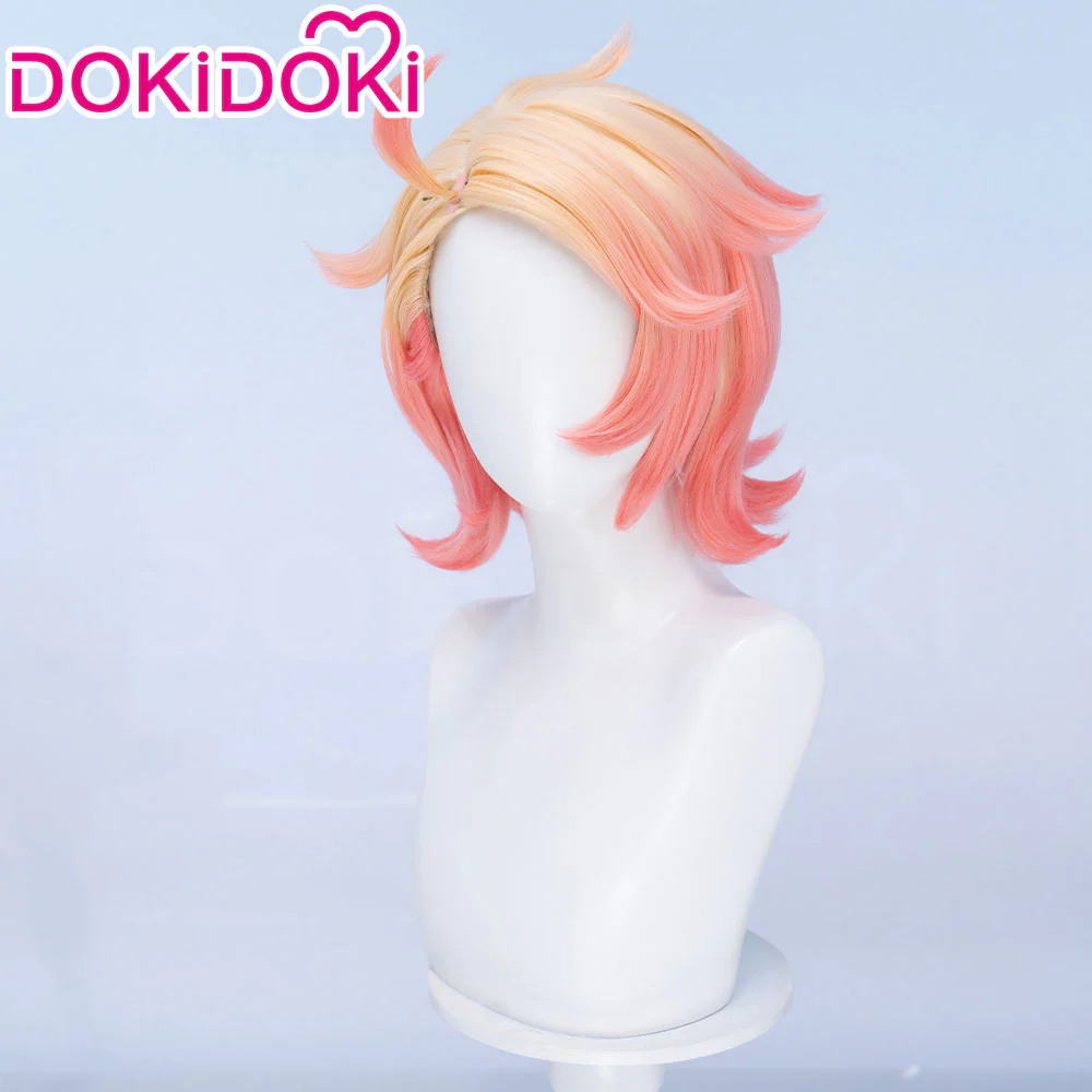 DokiDoki Game Cosplay Trainer Wig Short Blonde Orange Gradient Hair - Image 2