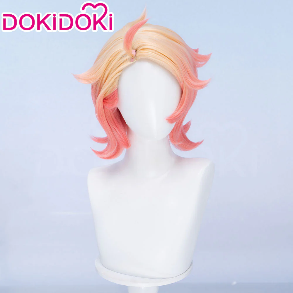 DokiDoki Game Cosplay Trainer Wig Short Blonde Orange Gradient Hair - Image 3