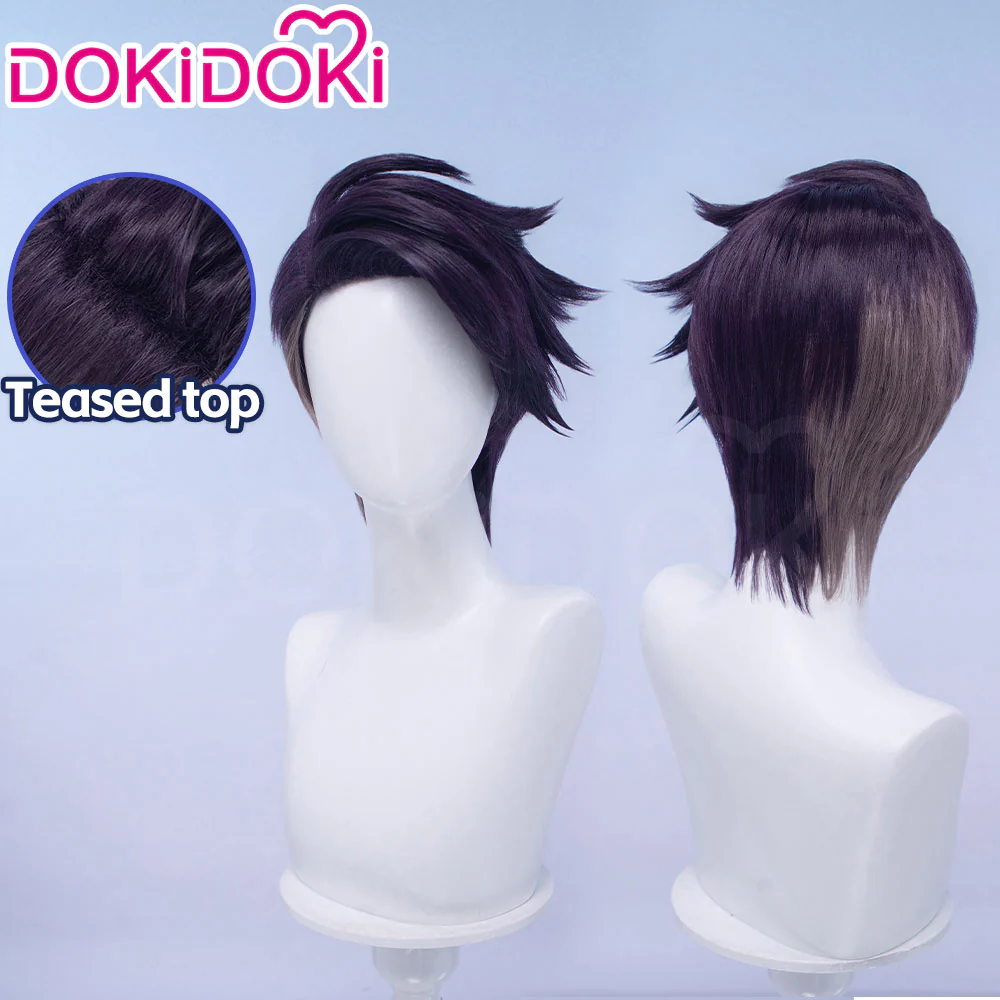 DokiDoki Game Cosplay Trainer Wig Short Dark Purple Hair