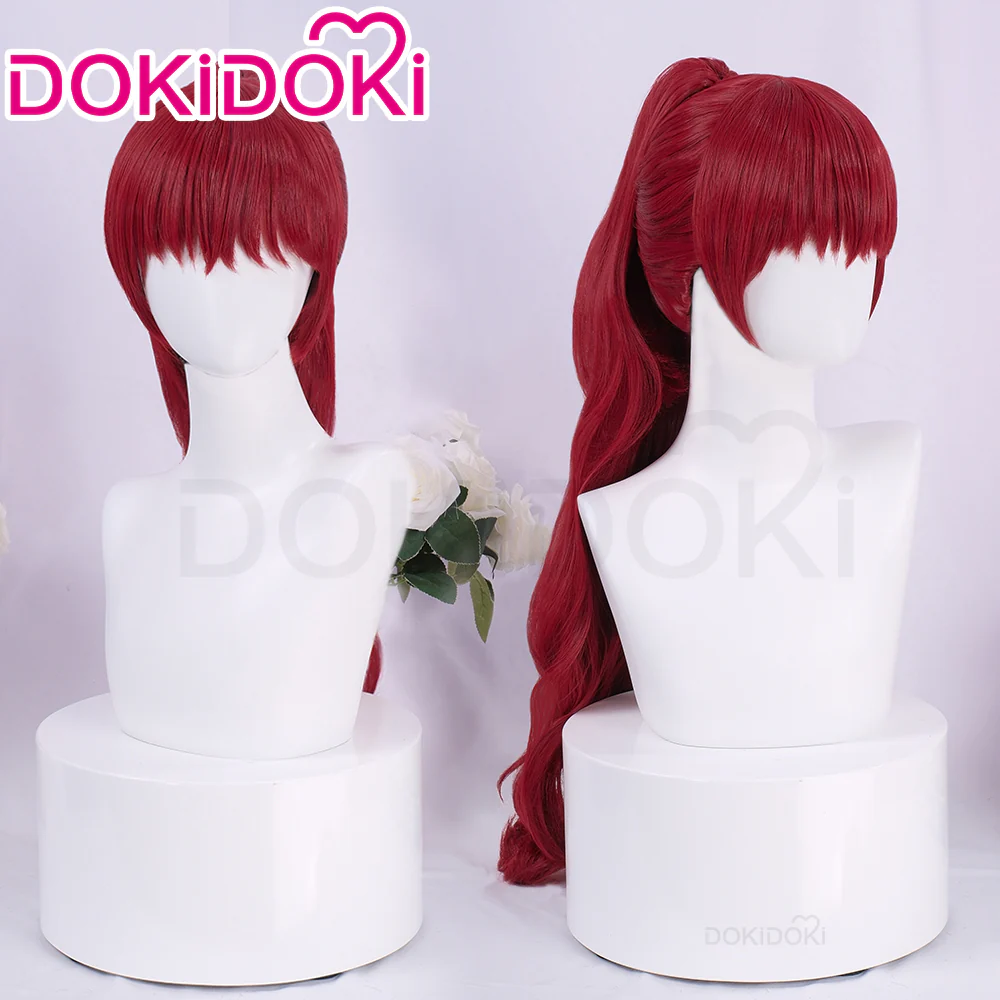 DokiDoki Game Cosplay Wig Long Curly Red Hair