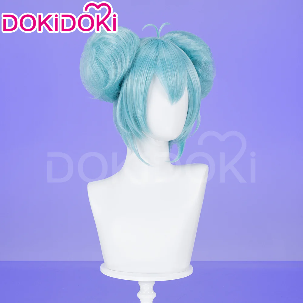 【Ready For Ship】DokiDoki Game Cosplay Wig Blue Double-pill Hairstyle Circus Ballerina Performance - Image 3