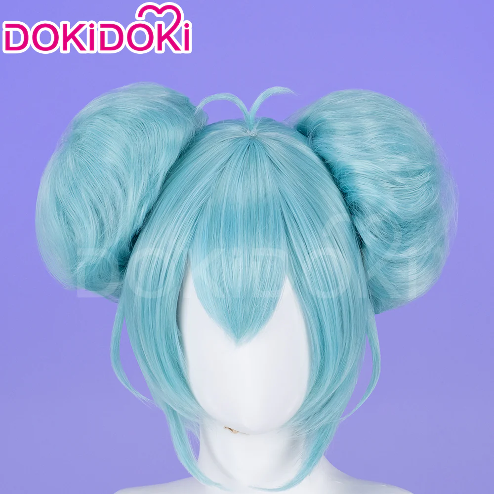 【Ready For Ship】DokiDoki Game Cosplay Wig Blue Double-pill Hairstyle Circus Ballerina Performance - Image 4