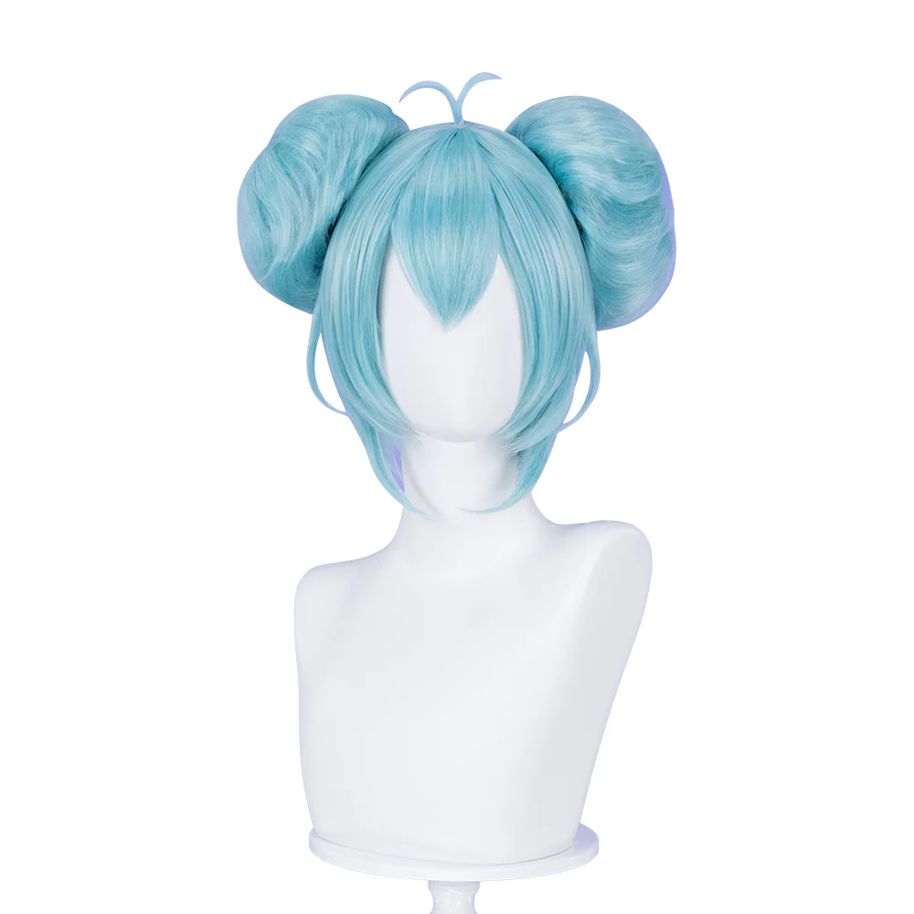 【Ready For Ship】DokiDoki Game Cosplay Wig Blue Double-pill Hairstyle Circus Ballerina Performance - Image 5