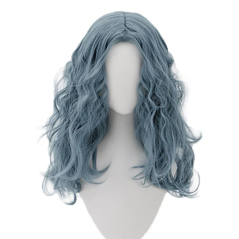 【Ready For Ship】Dokidoki Game Cosplay Wig Long Curly Blue Grey Hair - Image 4
