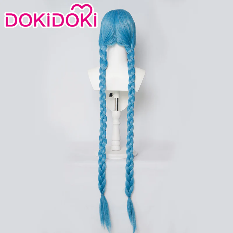 【Partially Ready For Ship】【Front Lace】DokiDoki Anime Game Cosplay Wig Blue Braided Pigtail / Hairtied / Long Straight Version Hair / Tattoo Sticker / Necklace / Bullet Headwear - Image 10