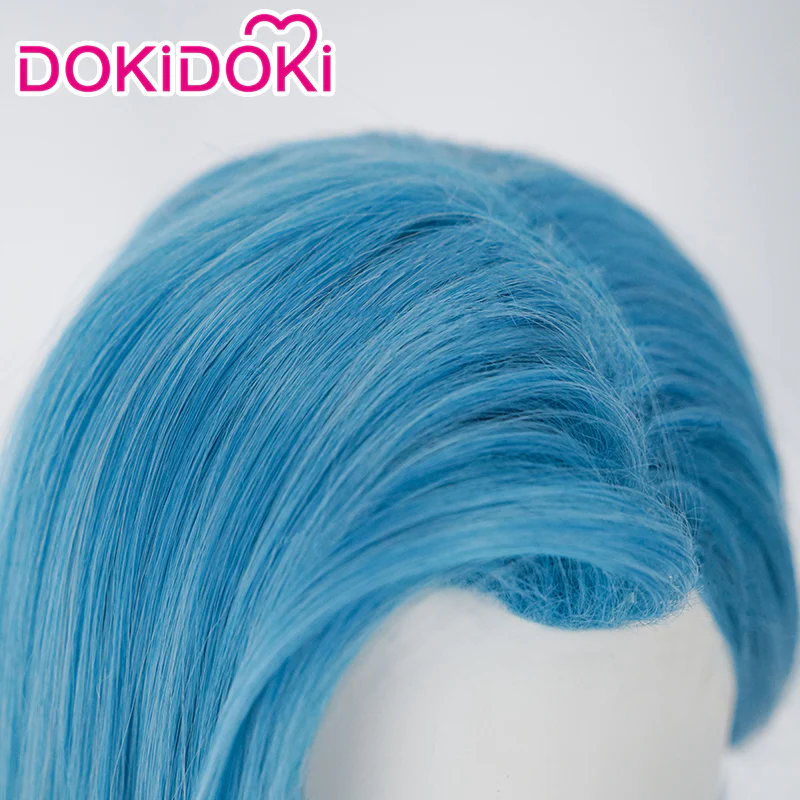 【Partially Ready For Ship】【Front Lace】DokiDoki Anime Game Cosplay Wig Blue Braided Pigtail / Hairtied / Long Straight Version Hair / Tattoo Sticker / Necklace / Bullet Headwear - Image 11