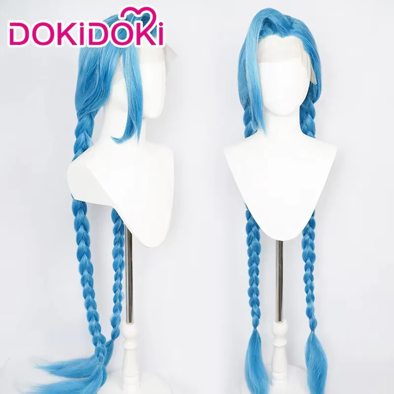 【Partially Ready For Ship】【Front Lace】DokiDoki Anime Game Cosplay Wig Blue Braided Pigtail / Hairtied / Long Straight Version Hair / Tattoo Sticker / Necklace / Bullet Headwear - Image 13